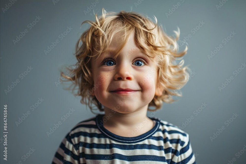 Portrait of a cute little boy with blond curly hair and blue eyes Portrait of a cute little boy with blond curly hair and blue eyes