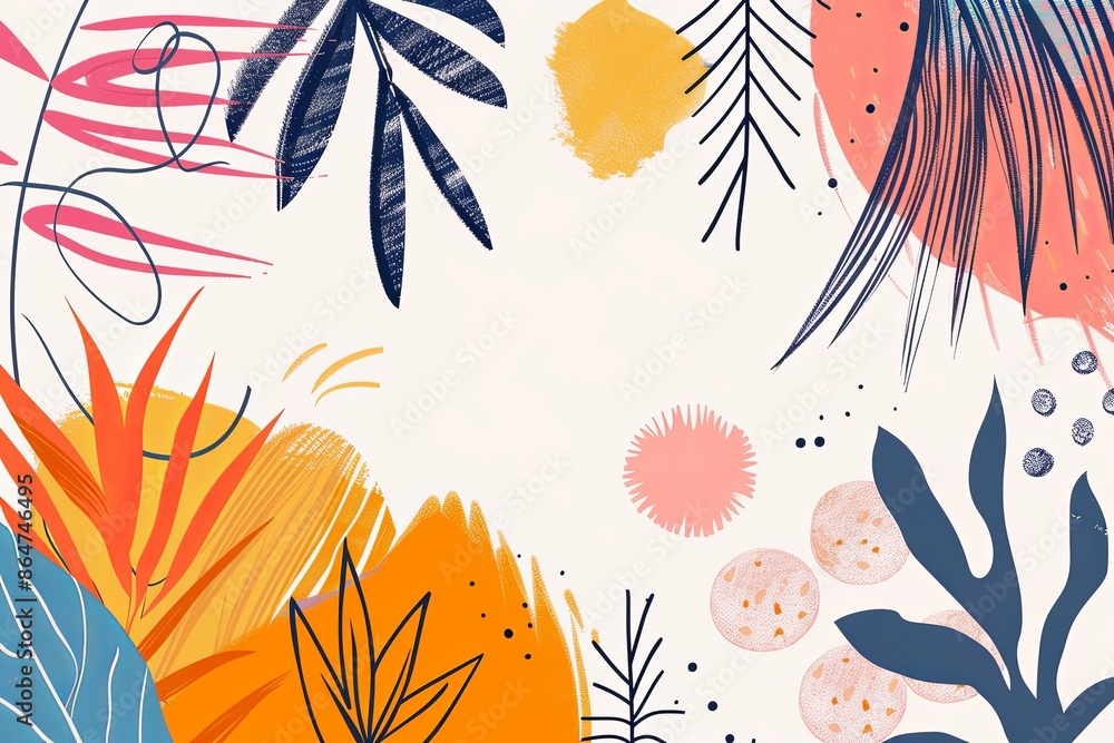 abstract doodle style tropical leaves abstract doodle style tropical leaves