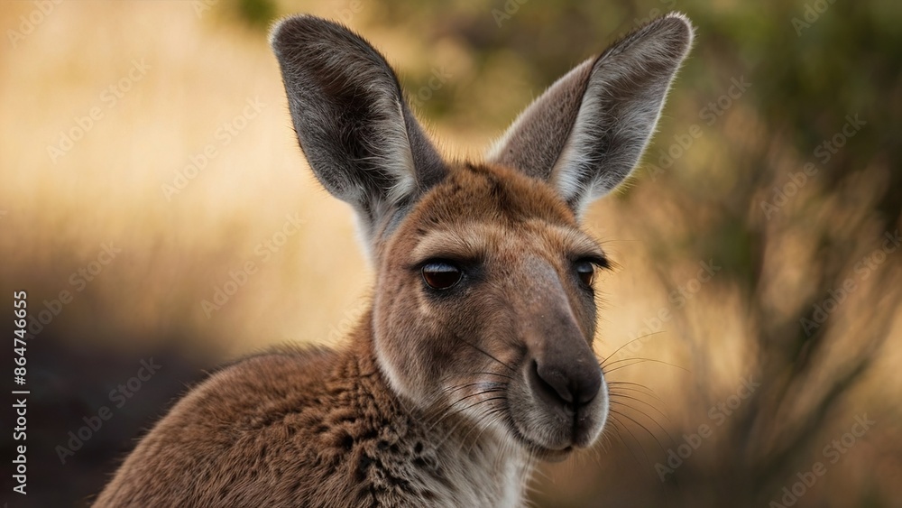 Strong adult kangaroo in the wild, blurred background Strong adult kangaroo in the wild, blurred background