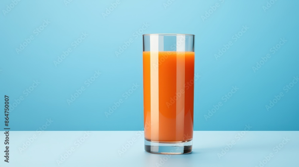Glass of Orange Juice on Blue Background Glass of Orange Juice on Blue Background