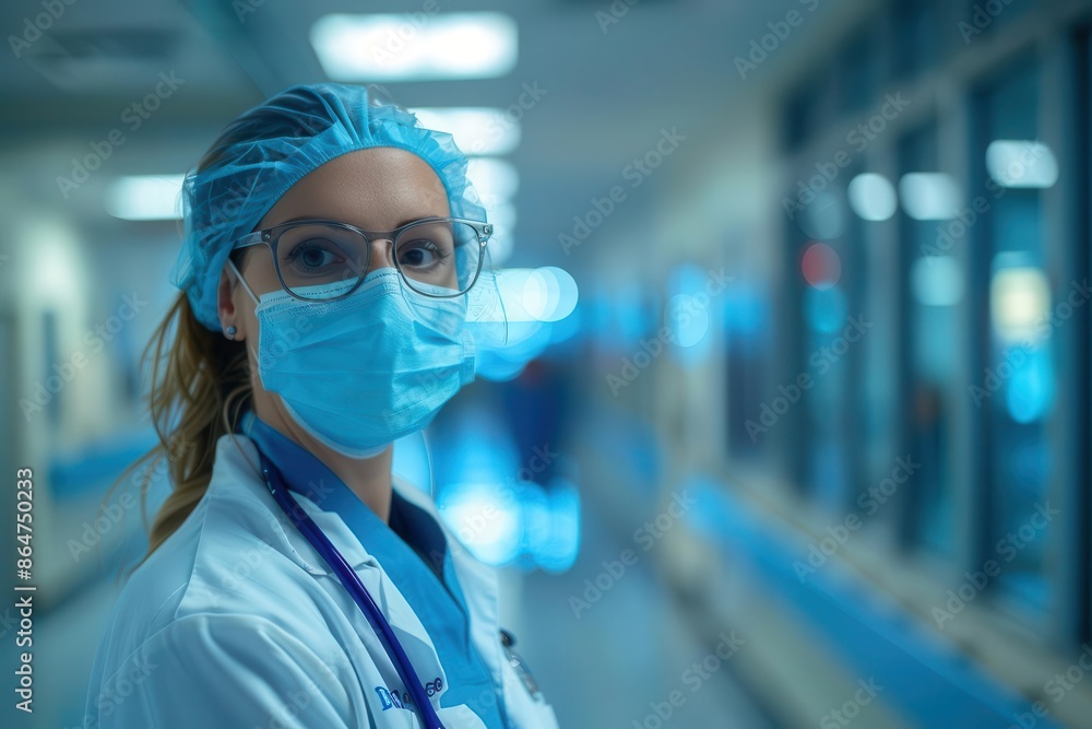 Nurse explaining infection control measures with engaging visuals, hospital safety Nurse explaining infection control measures with engaging visuals, hospital safety