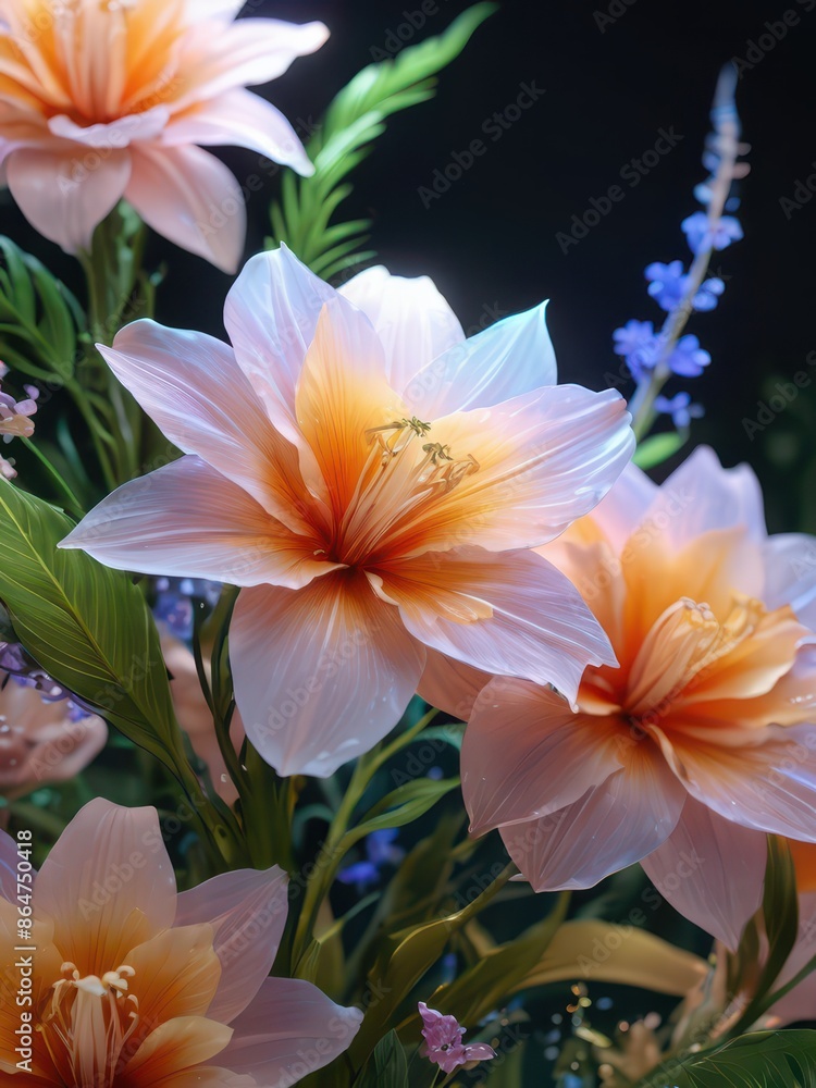 Delicate Pink Flowers with Orange Hues. Delicate Pink Flowers with Orange Hues.