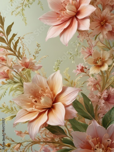 Delicate Peach Flower Bouquet.