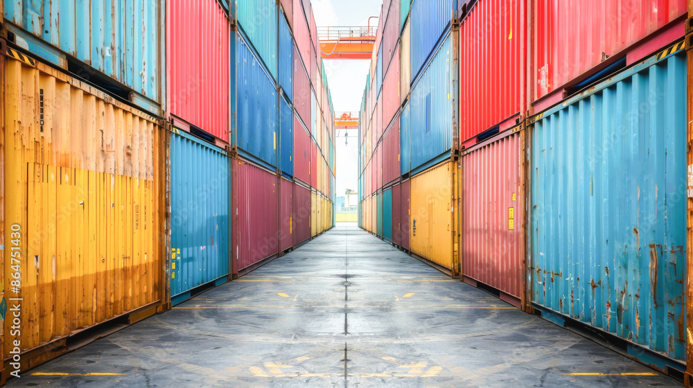 Fototapeta premium container warehouse Stacked together at the pier.
