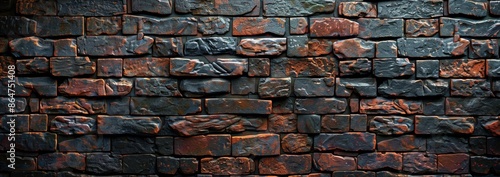 Weathered Brick Wall Texture With Dark Hues and Subtle Lighting
