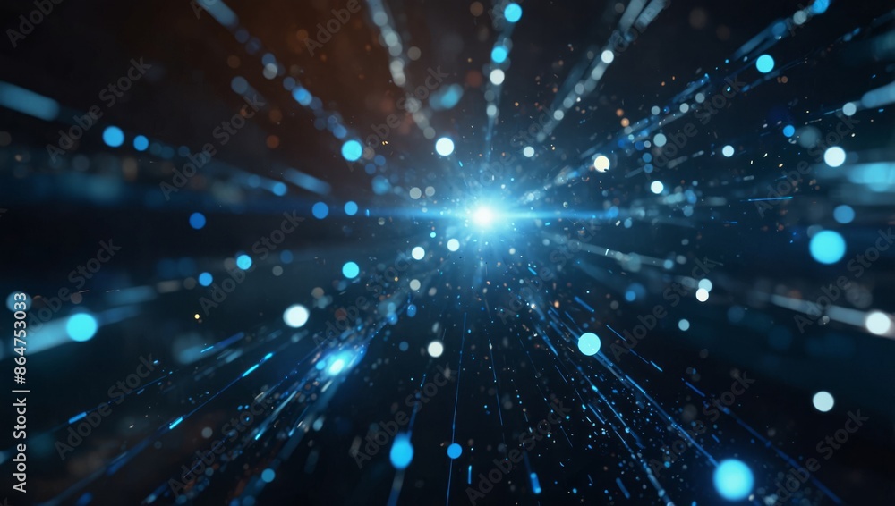 Particle light convergence technology background, blue future technology annual conference background.