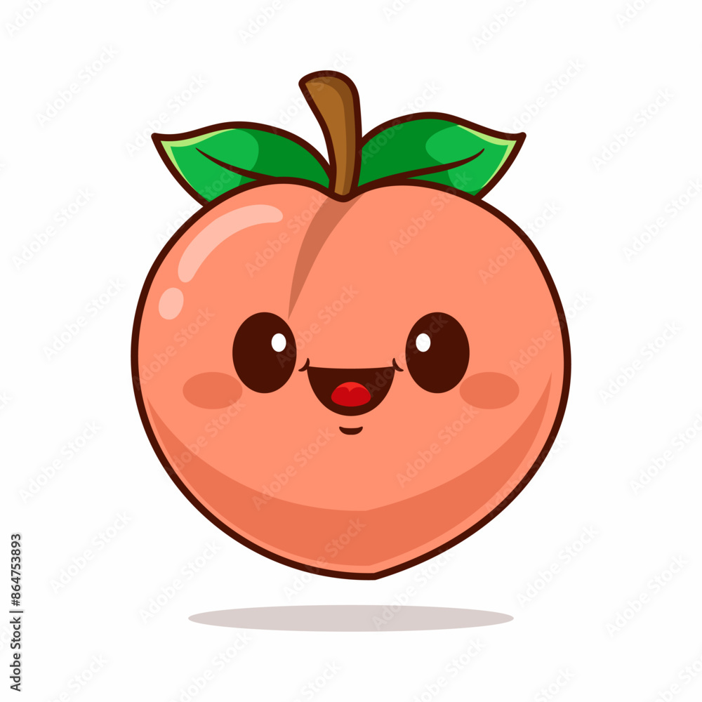 Vector cute peach cartoon character kawaii illustration Vector cute peach cartoon character kawaii illustration