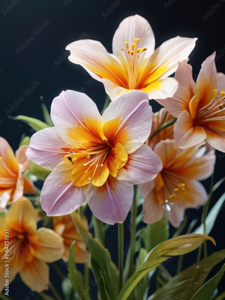 Closeup of Pink and Yellow Flowers. Closeup of Pink and Yellow Flowers.
