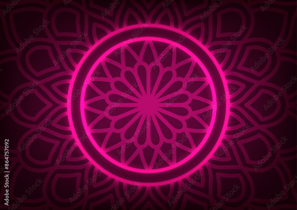 Neon pink mandala circle center beauty background Neon pink mandala circle center beauty background