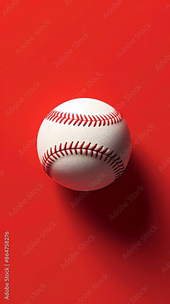 White baseball on red background White baseball on red background