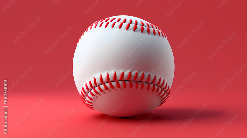 White baseball on red background White baseball on red background