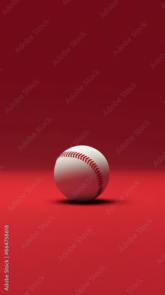 White baseball on red background White baseball on red background