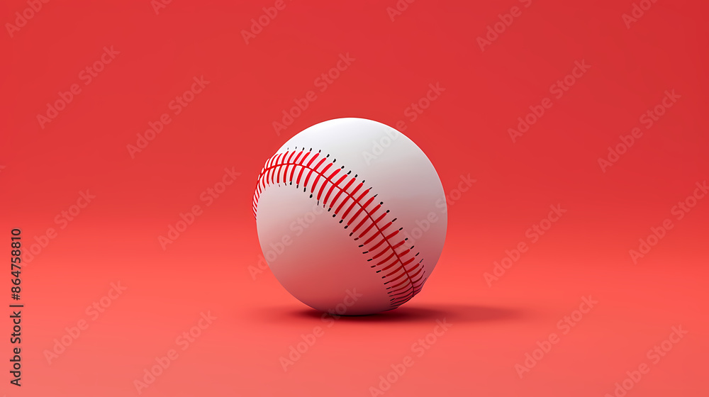 White baseball on red background White baseball on red background