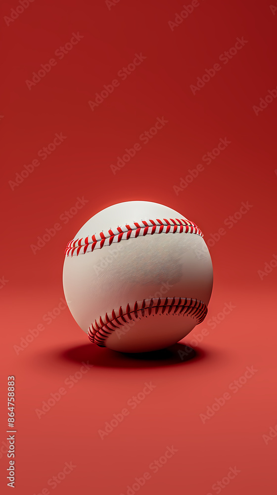 White baseball on red background White baseball on red background