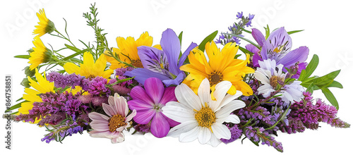 bouquet of colorful flowers on a white background, transparent background png