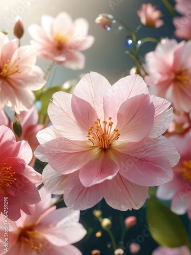 Delicate Pink Flower Close Up. © BOJOShop