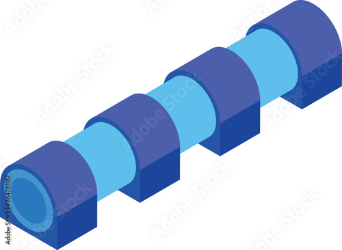 Blue pipeline system isometric icon, concept of transferring clean energy resources