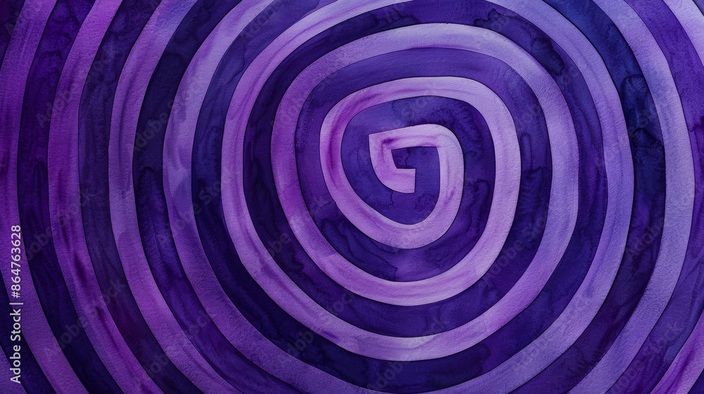 Watercolor illustration of an undulating labyrinth with glowing violets and deep charcoals, bright simple watercolour background Watercolor illustration of an undulating labyrinth with glowing violets and deep charcoals, bright simple watercolour background
