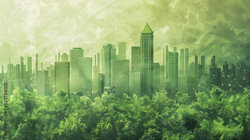 Business green concept, renewable energy green eco friendly cityscape background. © SU CrossCutting Film