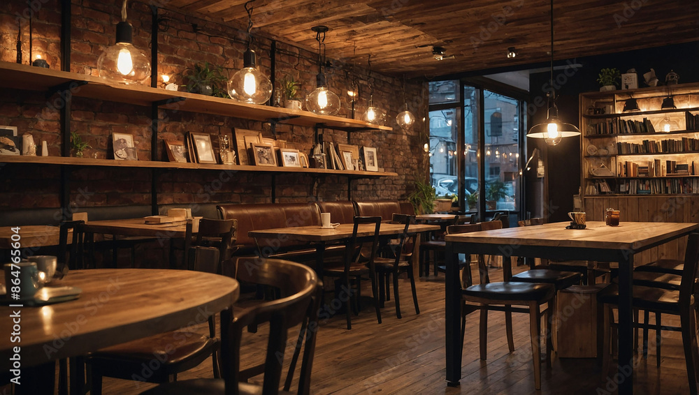 cozy cafe background with wooden tables cozy cafe background with wooden tables