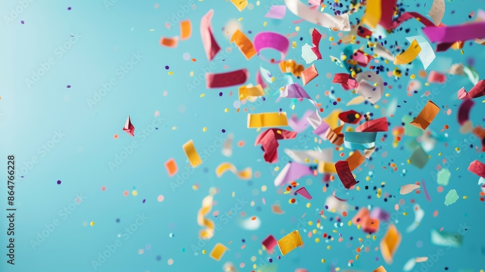 Obraz premium colored confetti on a blue background