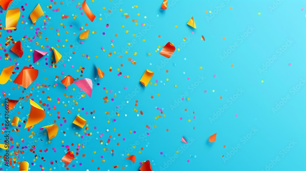 colored confetti on a blue background colored confetti on a blue background