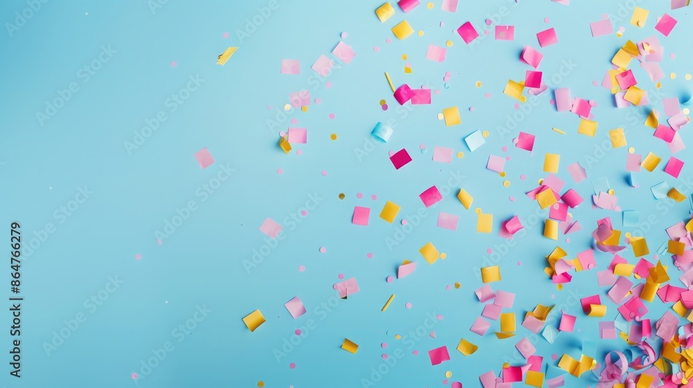 colored confetti on a blue background colored confetti on a blue background