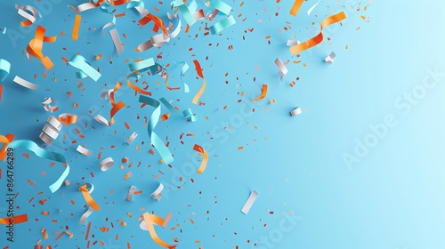 colored confetti on a blue background