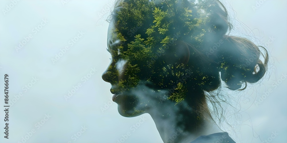 Double exposure image of woman symbolizing stress ideal for ads and book covers. Concept Double Exposure Photography, Stress Concept, Advertising Images, Book Cover Ideas Double exposure image of woman symbolizing stress ideal for ads and book covers. Concept Double Exposure Photography, Stress Concept, Advertising Images, Book Cover Ideas