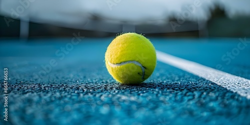 Ready for Serve A Bright Tennis Ball on a Blue Court. Concept Sports Photography, Tennis Matches, Action Shots, Athlete Portraits, Competitive Spirit