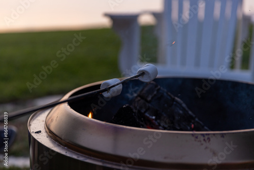 Marshmallow above fire pit 