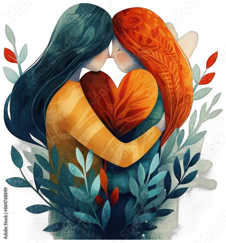 woman holding a heart in her arms, transparent background png