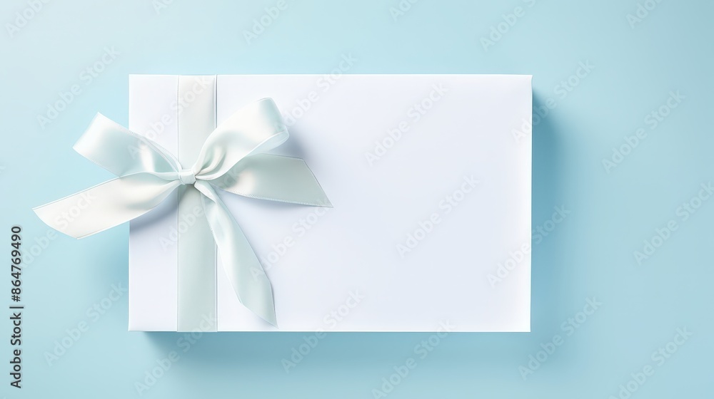 White Gift Box with a Blue Ribbon White Gift Box with a Blue Ribbon