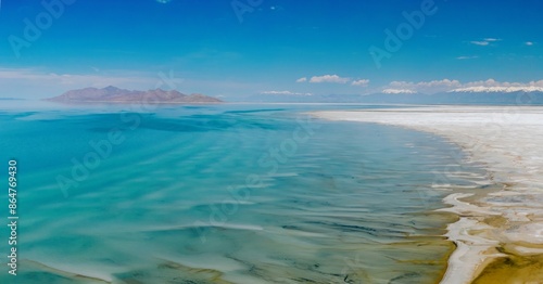 Shoreline of the Great Salt Lake. The Great Salt Lake, Salt Lake City, Utah, United States of America. photo