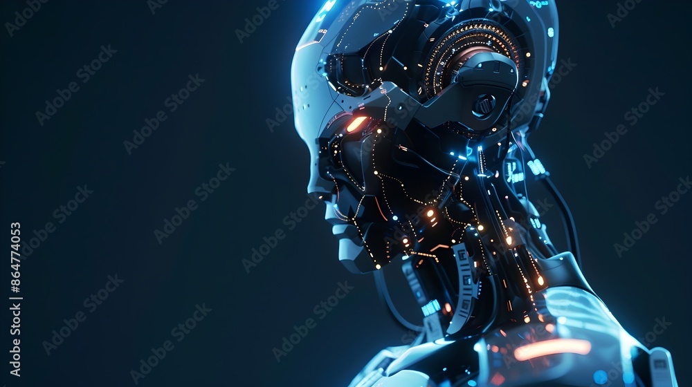 Sleek Futuristic Robot with Glowing Circuits and Advanced Technological Features Sleek Futuristic Robot with Glowing Circuits and Advanced Technological Features