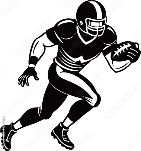 American Football Player.Football player with ball.Vector illustration ready for vinyl cutting.