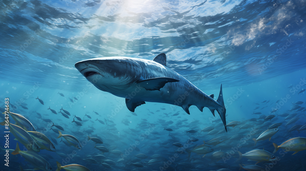 Fototapeta premium Fish swimming gracefully in the beautiful sea.