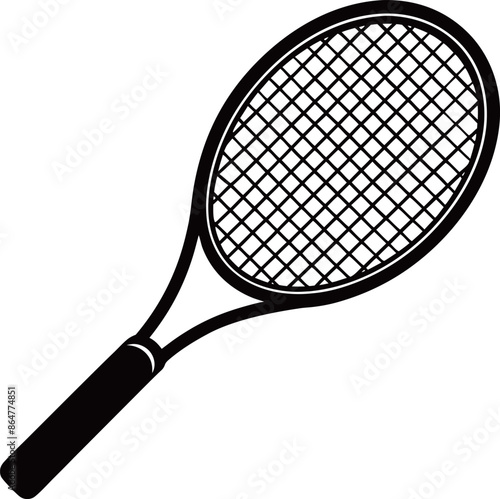 Tennis racket illustration hand drawn outline style