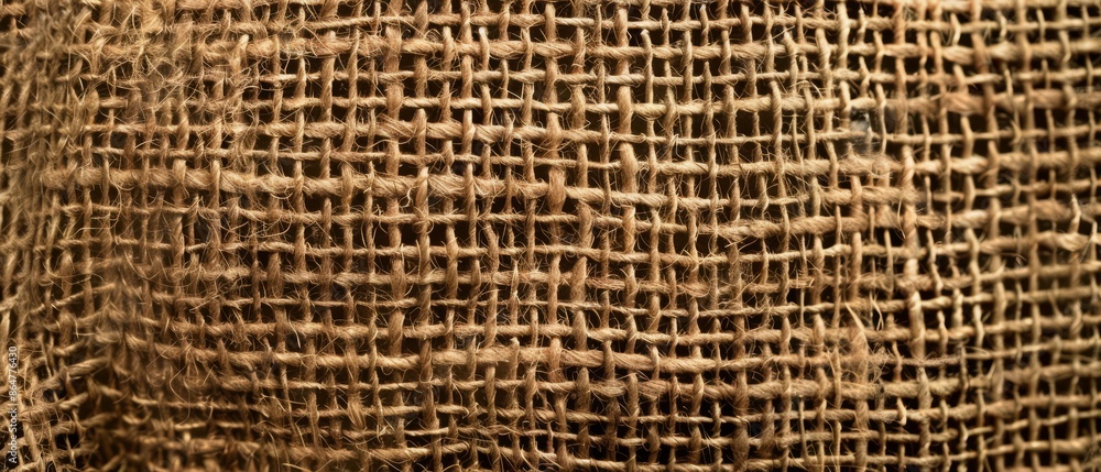 Panoramic close-up, high detail scan of burlap material, Generative AI Panoramic close-up, high detail scan of burlap material, Generative AI