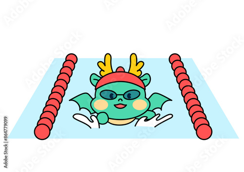 수영을 하는 용 캐릭터