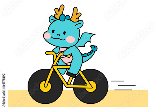 자전거를 타는 용 캐릭터.