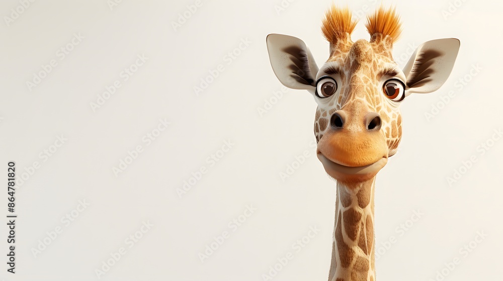 Naklejka premium Fun giraffe on white background.