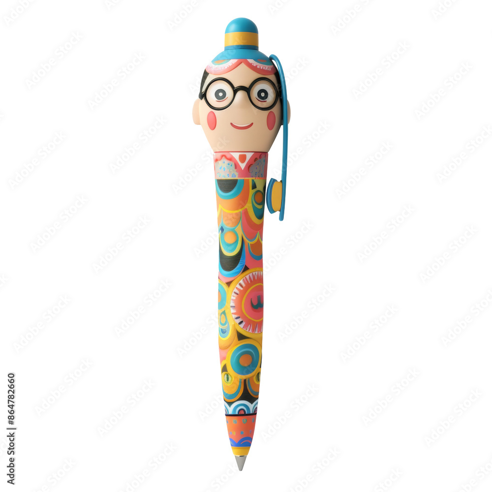 3D Cute Student Character Pen Topper with Colorful Body on Transparent Background 3D Cute Student Character Pen Topper with Colorful Body on Transparent Background
