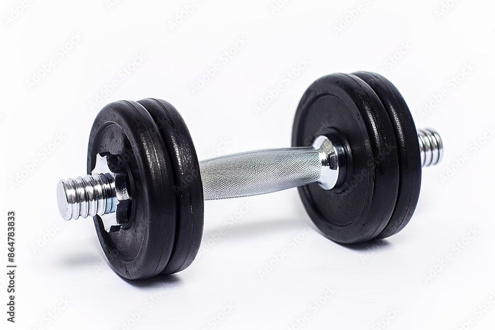 Single dumbbell on a white background, fitness and sport equipment Single dumbbell on a white background, fitness and sport equipment