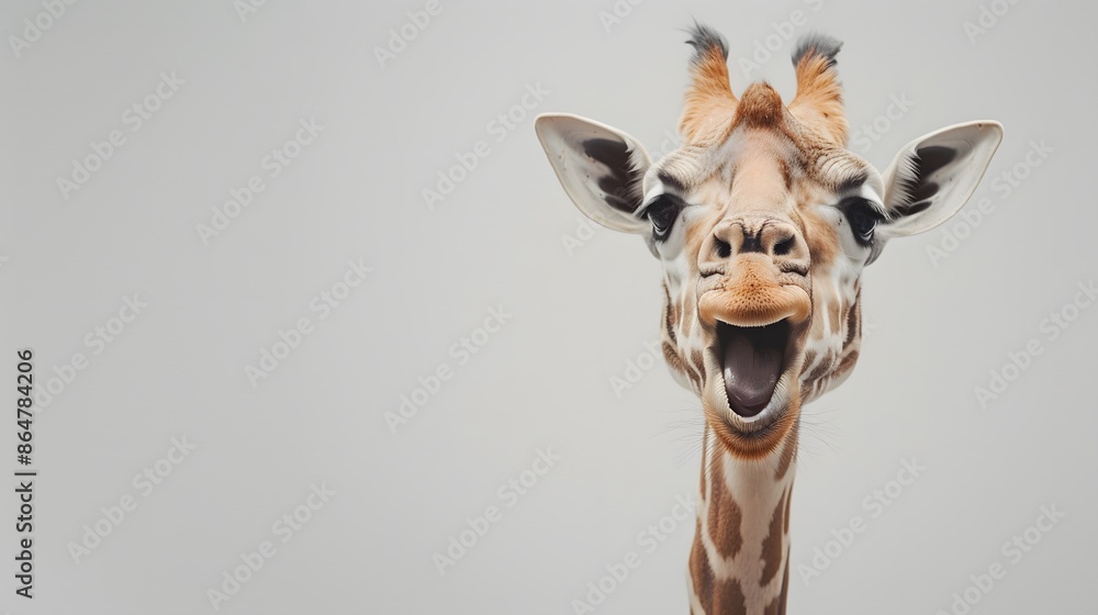 Obraz premium Fun giraffe on white background. 