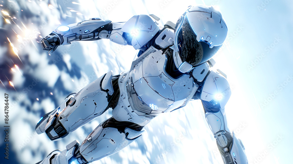 fly of robot armor on the sky fly of robot armor on the sky