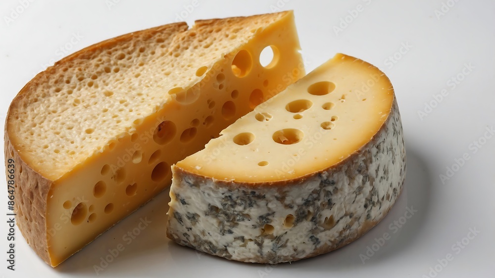 Perfectly sliced cheese on a white background Perfectly sliced cheese on a white background