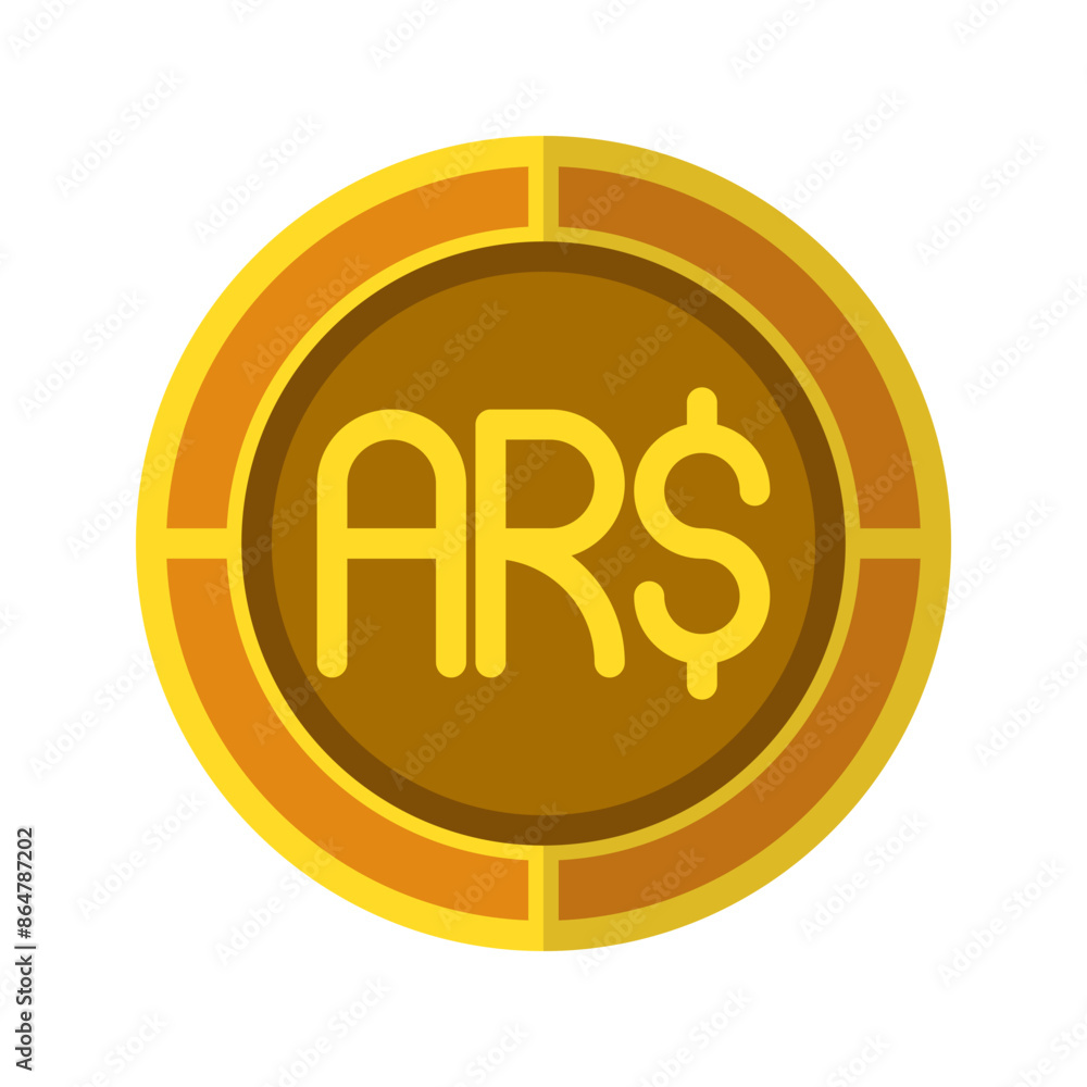 Peso coin icon. Currency flat icons in golden color, Argentina money symbol. Vector Illustrations. Peso coin icon. Currency flat icons in golden color, Argentina money symbol. Vector Illustrations.