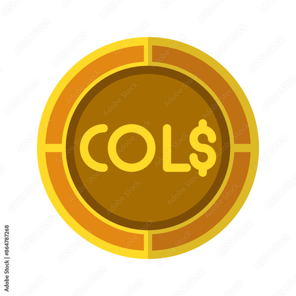Peso coin icon. Currency flat icons in golden color, symbol of Colombian money. Vector Illustrations. Peso coin icon. Currency flat icons in golden color, symbol of Colombian money. Vector Illustrations.