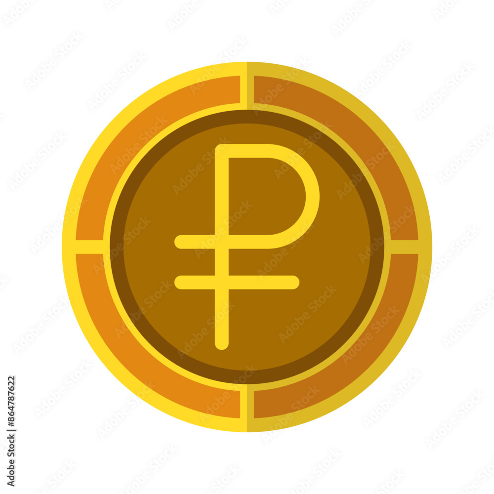 Ruble coin icon. Currency flat icons in golden color, symbol of Russian money. Vector Illustrations. Ruble coin icon. Currency flat icons in golden color, symbol of Russian money. Vector Illustrations.